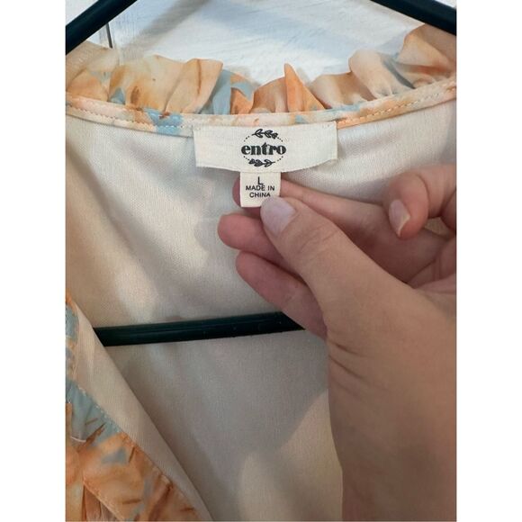 Entro Women's Floral Sleeveless Tie-Neck Boho Blouse Multicolor Size Large - Picture 6 of 10